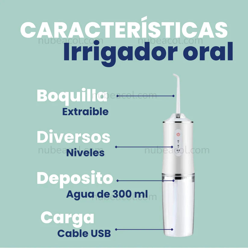 Irrigador Oral Anrtisarro Recargable + 4 boquillas extras.