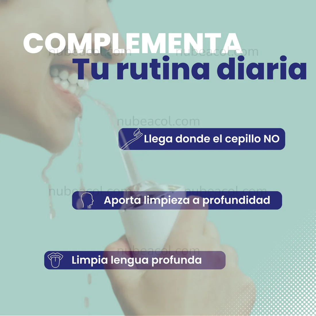 Irrigador Oral Anrtisarro Recargable + 4 boquillas extras.