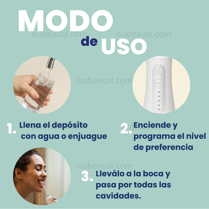 Irrigador Oral Anrtisarro Recargable + 4 boquillas extras.