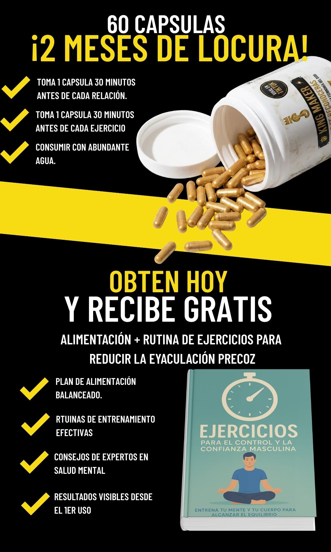 King Maker ® Sumplemento para MACHOS - aumenta duración, tamaño y energia